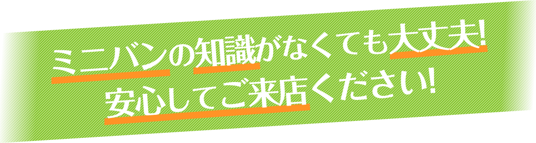 ミニバンの知識がなくても大丈夫!安心してご来店ください!